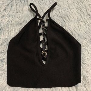 🎉3 for 15🎉 F21 Black Crisscross Crop Tank